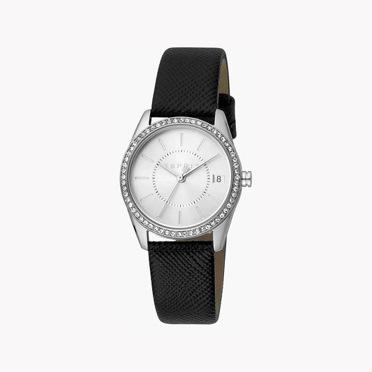 Esprit Women's Silver Dial Watch, Black Leather Band | Es1l047m0015 by ESPRIT