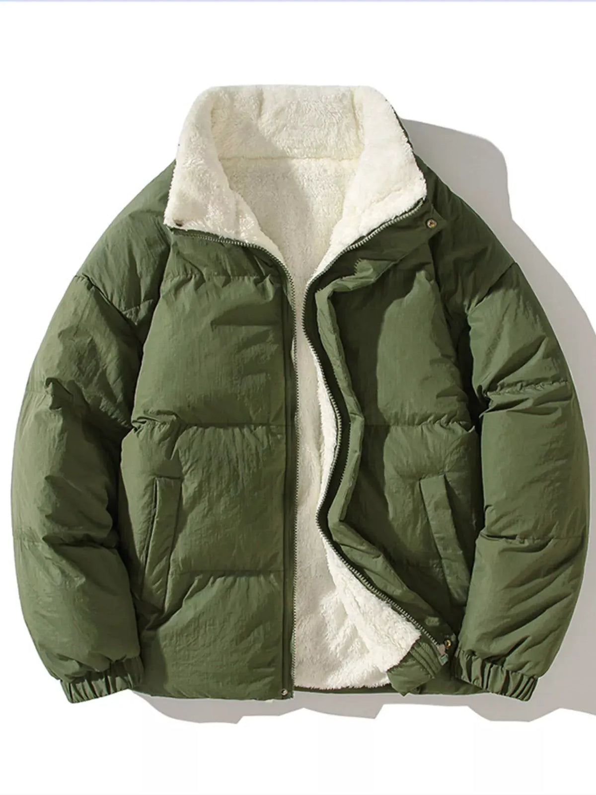 Men's Full Size Zip Up Fleece Puffer Jacket Plus Size by Partner Label