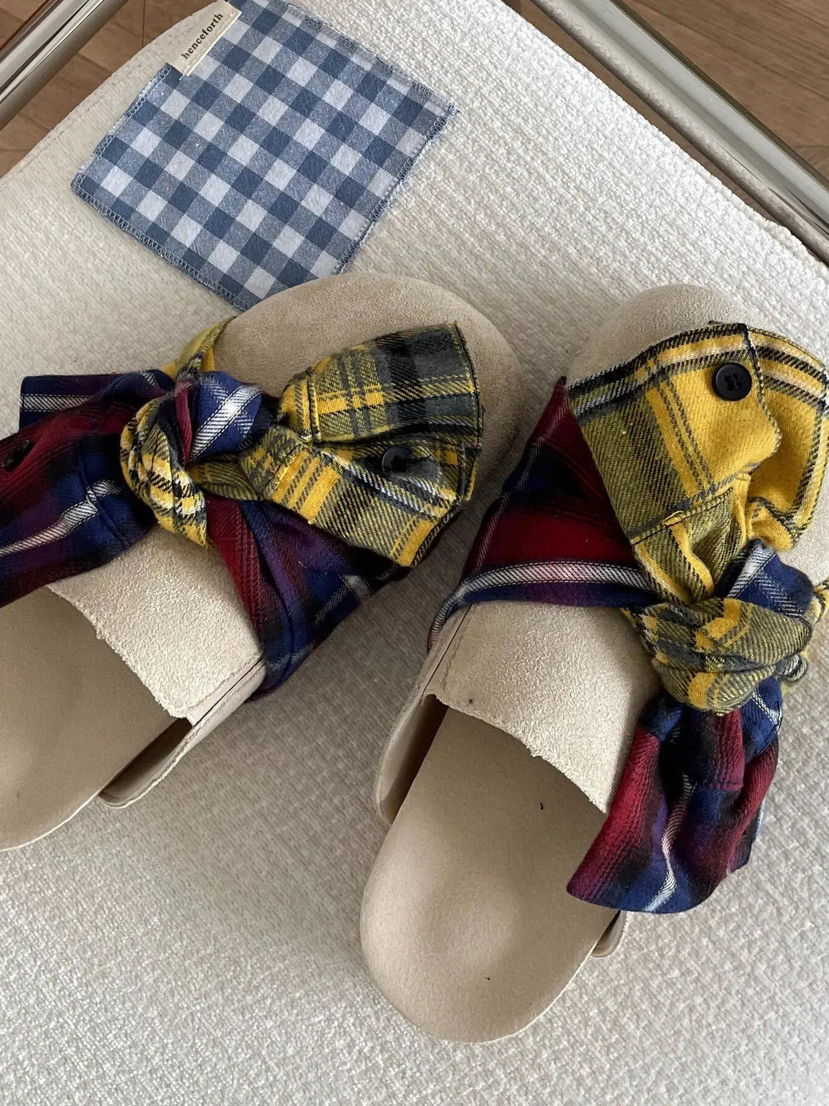 Bow-Knot Plaid Comfort Slip-Ons by Partner Label
