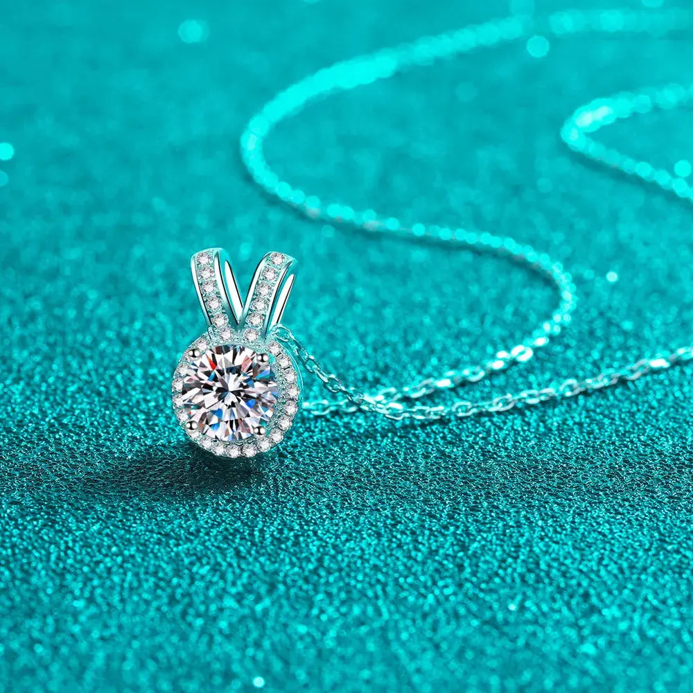 1 Carat Moissanite Rabbit Ears Shape Pendant Necklace by Partner Label