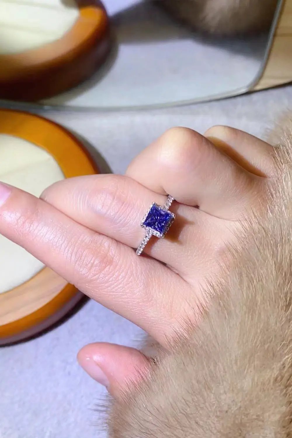 1 Carat Moissanite 925 Sterling Silver Square Ring by Partner Label