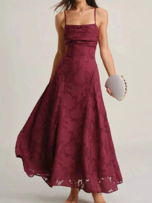 Lace Up Back Spaghetti Strap Maxi Dress by Partner Label