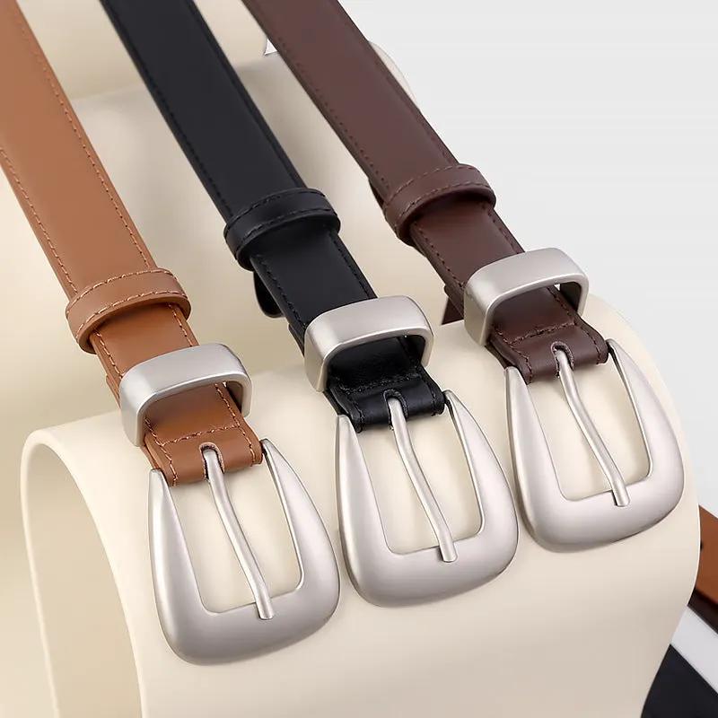 Buckle Skinny Leather Belt by Trendsi