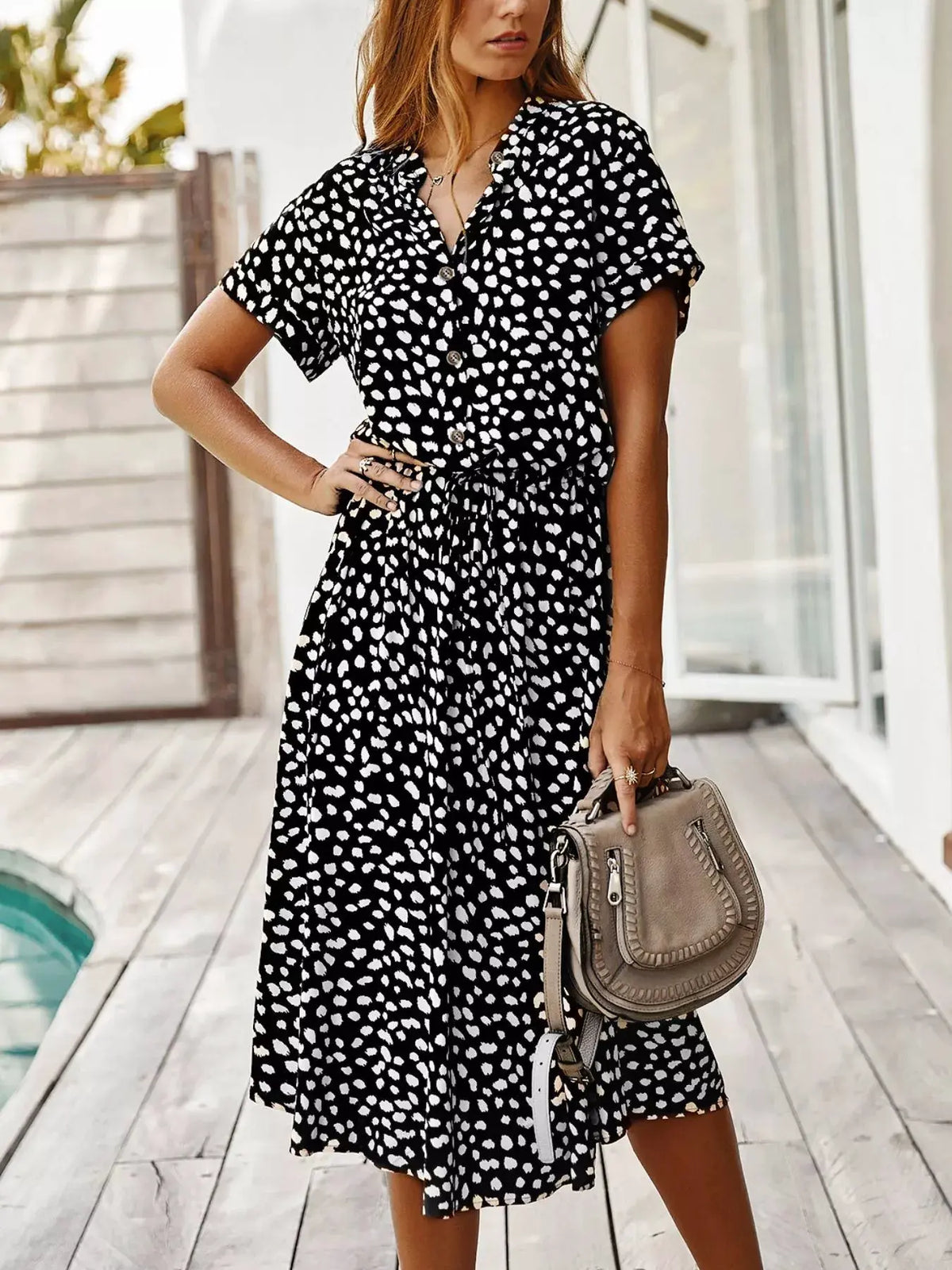 Animal Print Short Sleeve Dress by Partner Label