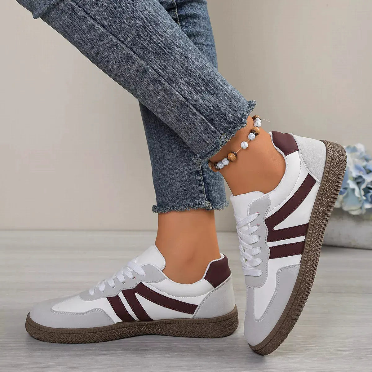 Striped Lace‑Up Casual Sneakers | Partner Labels Selection by Partner Label