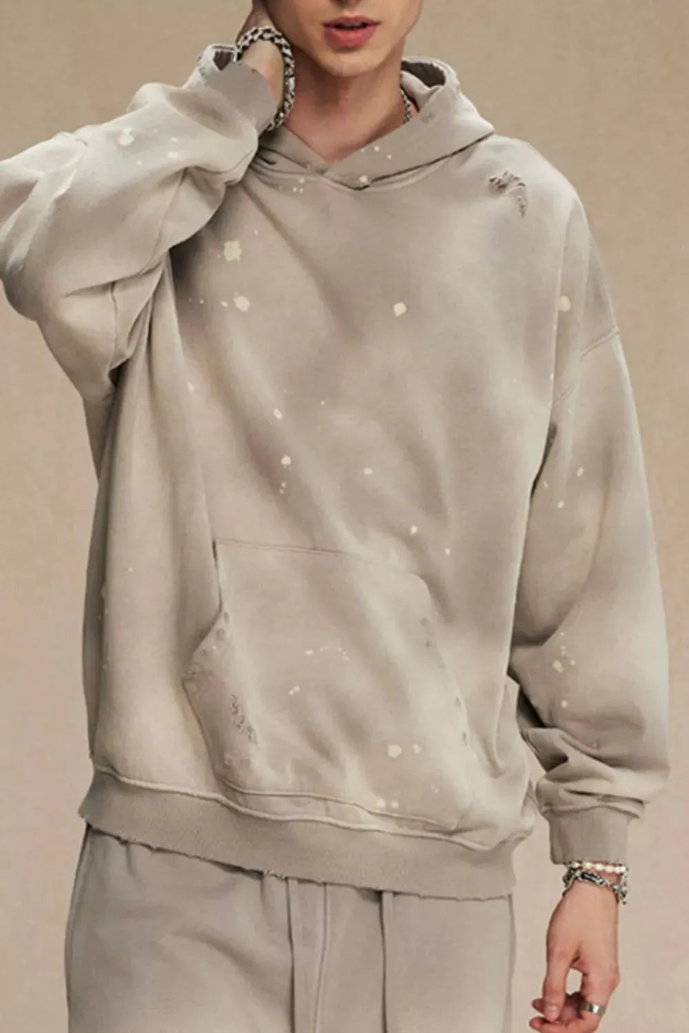 Men's Plus Size Drawstring Kangaroo Pocket Hoodie by Trendsi