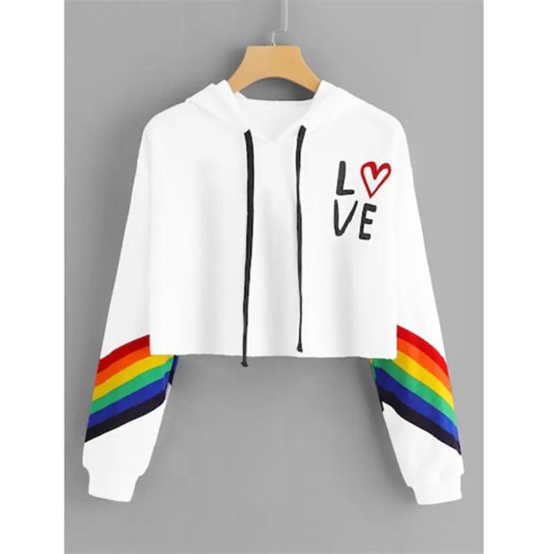 Rainbow striped hooded sweater sweater T-shirt women by Maiden-Art