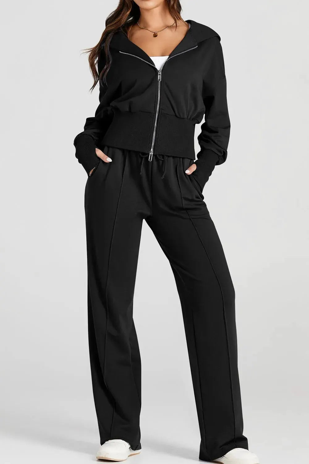 Zip-Up Hoodie and Pants Active Set by Partner Label