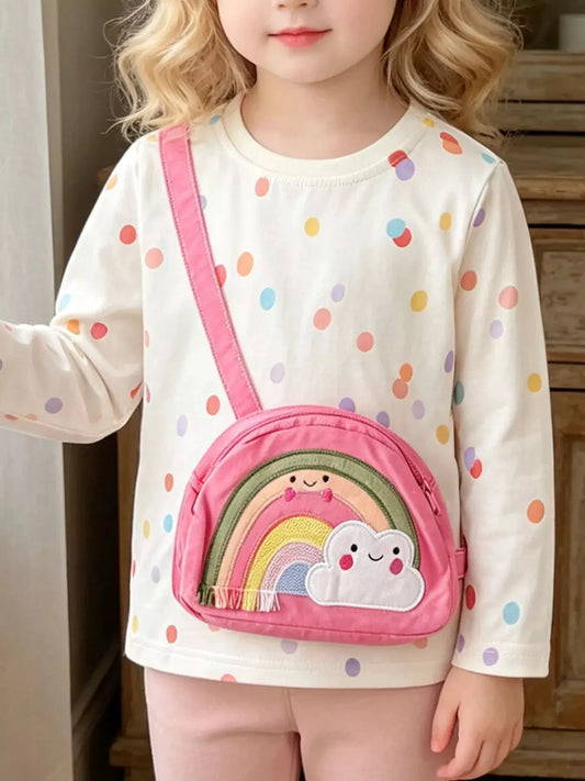 Children's Polka Dot Bag Applique T-Shirt by Trendsi