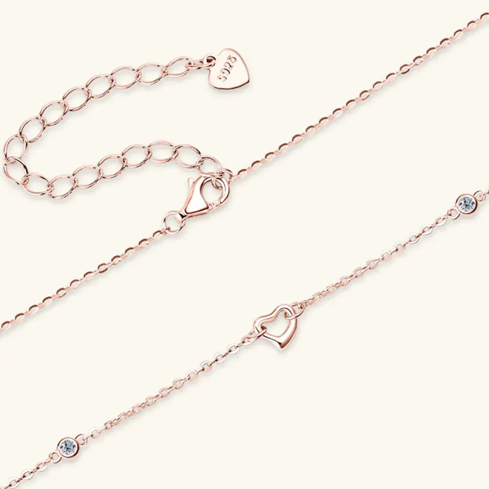 Moissanite 925 Sterling Silver Heart Necklace by Partner Label