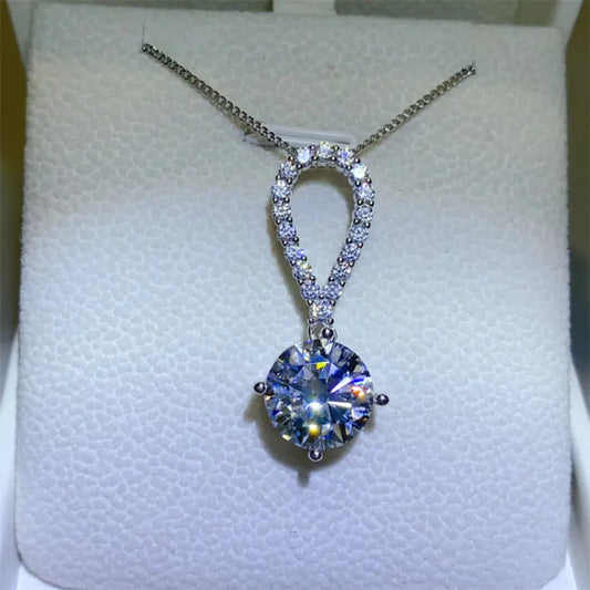5 Carat Moissanite 925 Sterling Silver Teardrop Necklace by Partner Labels