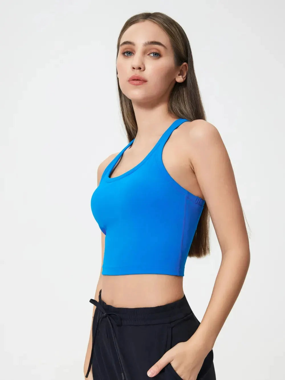 Millennia Scoop Neck Active Tank with Detachable Chest Pads by Millennia