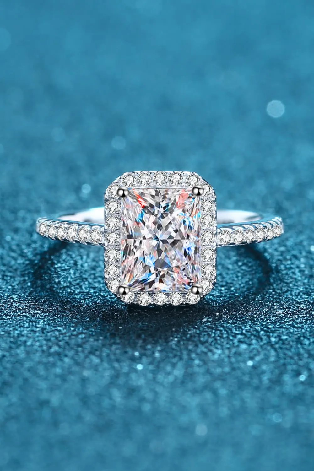 2 Carat Moissanite 925 Sterling Silver Halo Ring by Partner Label