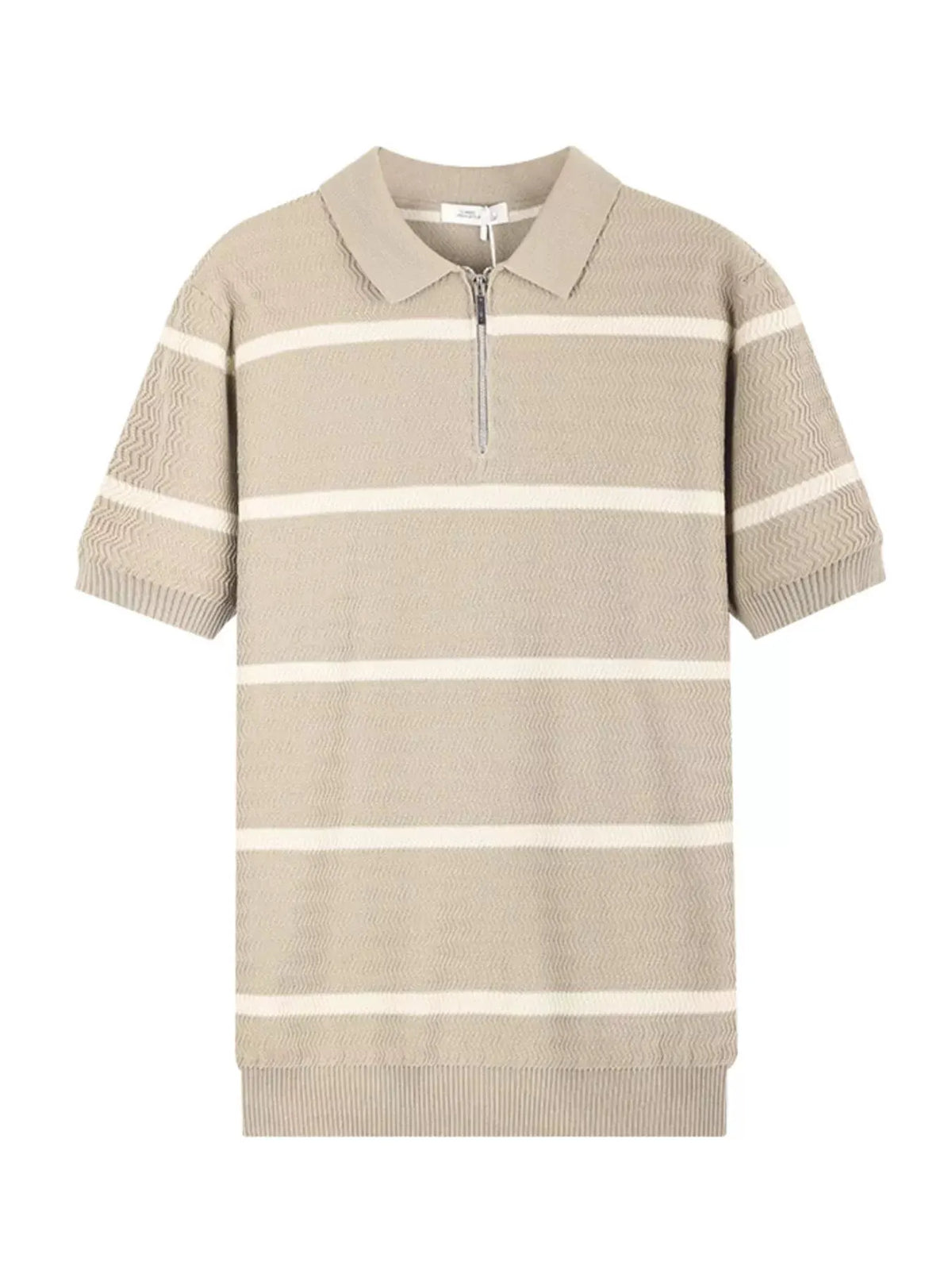 Men's Plus Size Striped Zip-Up Knit Polo by POL