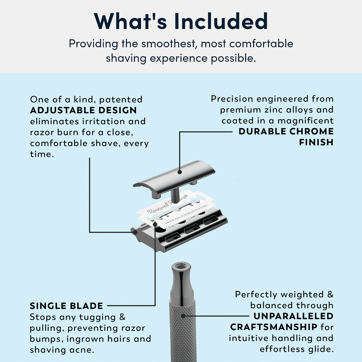 Rockwell 2C Adjustable DE Safety Razor - Gunmetal (2 Settings) by Rockwell
