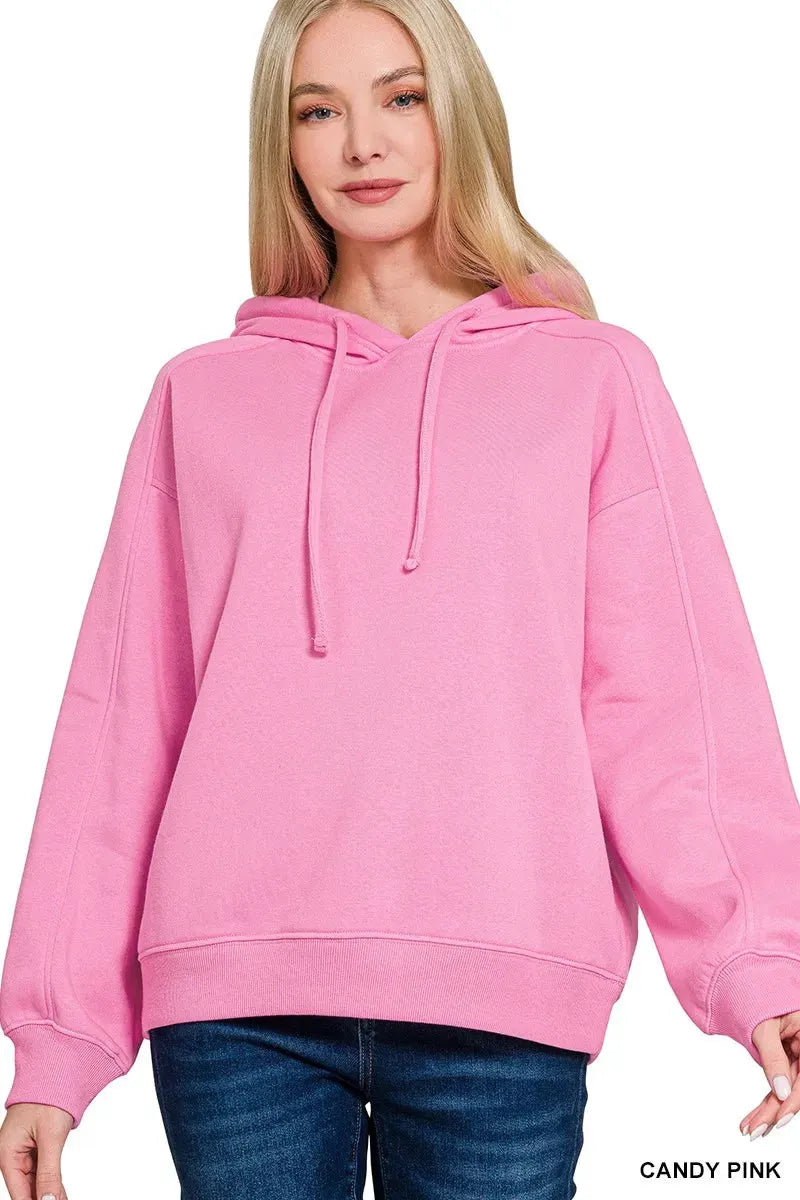 Zenana Drawstring Relaxed Fit Fleece Hoodie by Zenana