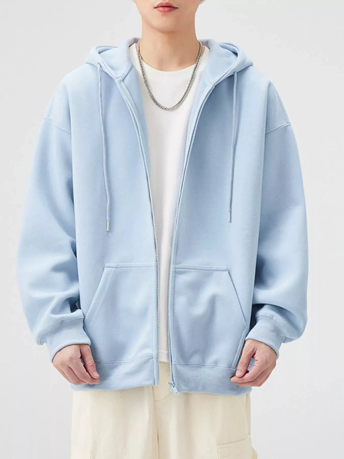 Men's Casual Loose Fit Zip-Up Hoodie by Partner Label