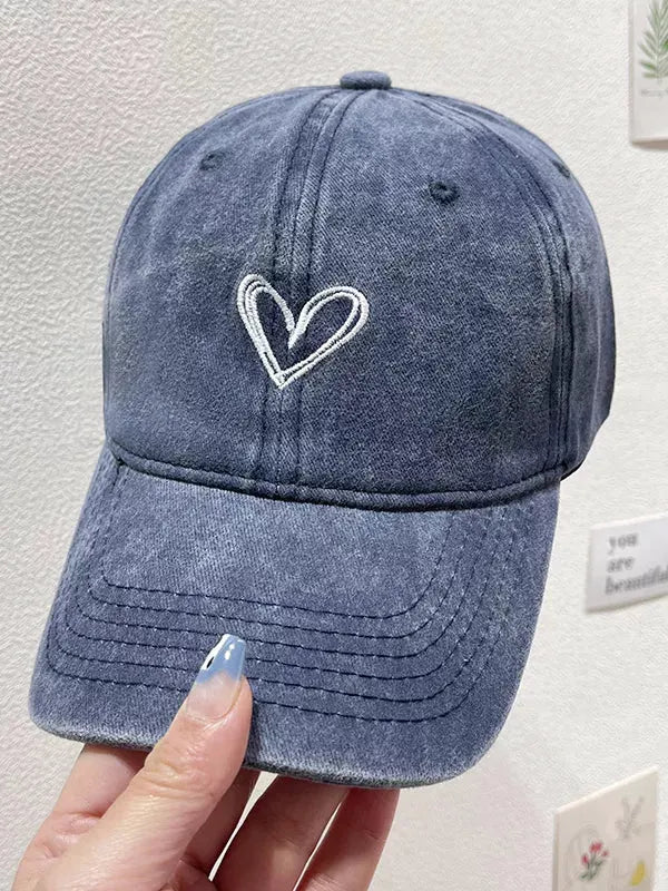 Washed Heart Embroidered Baseball Cap by Partner Label
