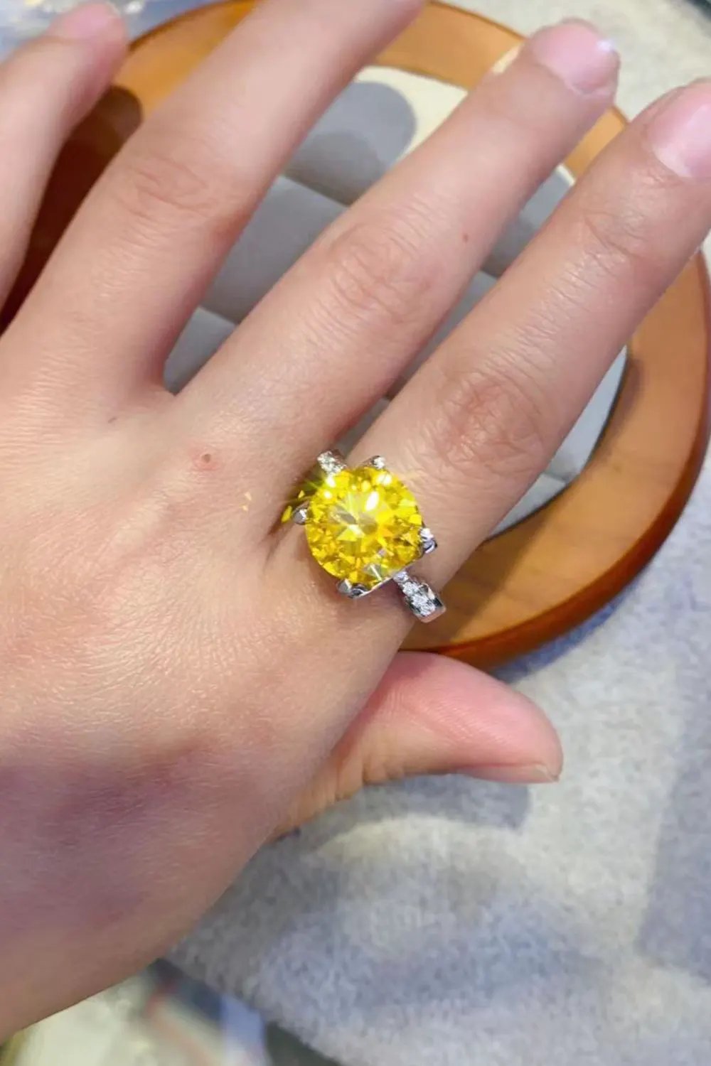 5 Carat Moissanite 925 Sterling Silver Ring in Banana Yellow by Partner Label