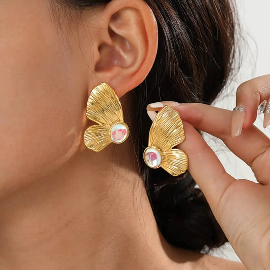 18K Gold-Plated Butterfly Wing Earrings by Partner Label