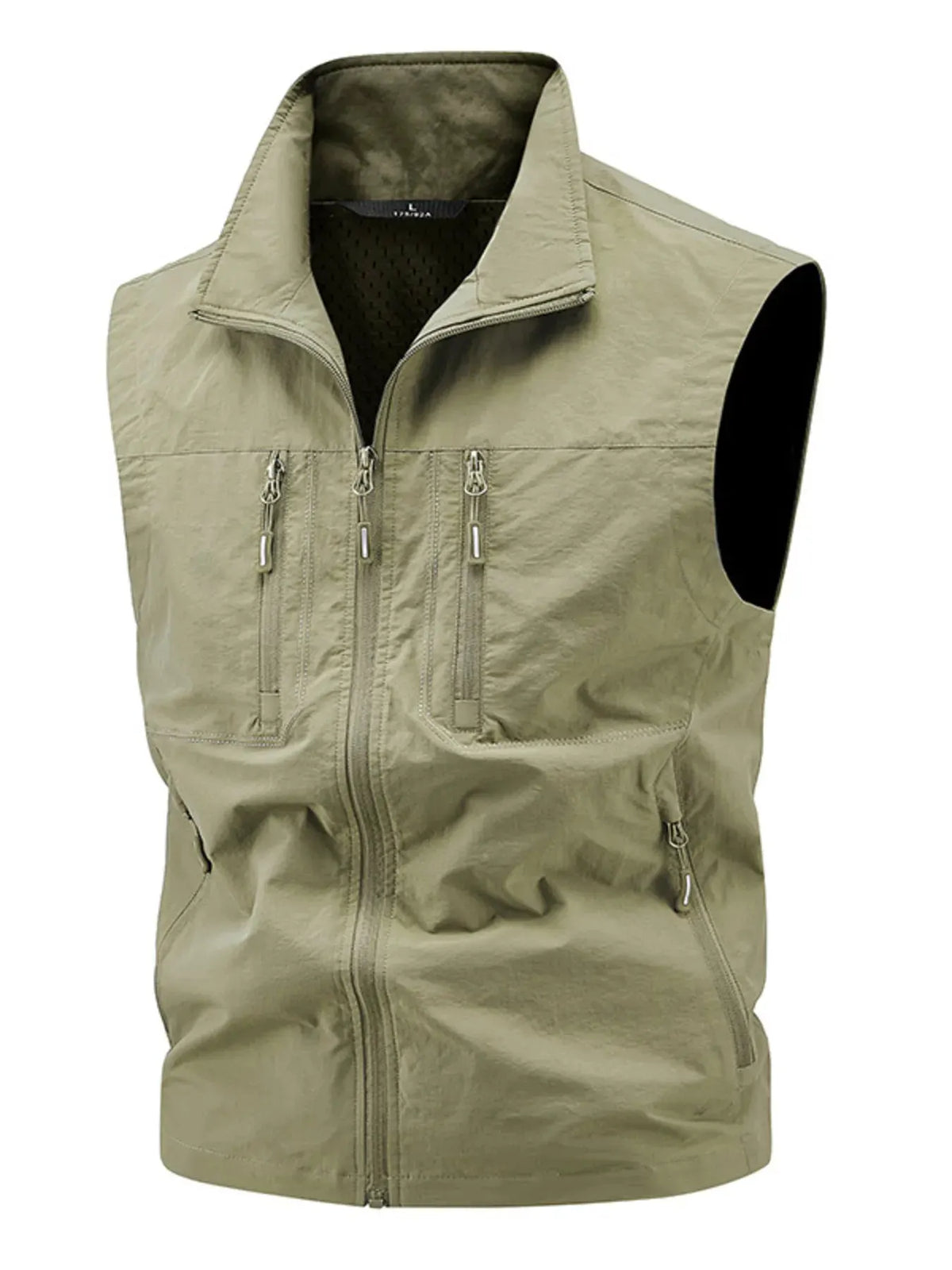 Men's Plus Size Lightweight Multi-Pocket Outdoor Vest by Trendsi
