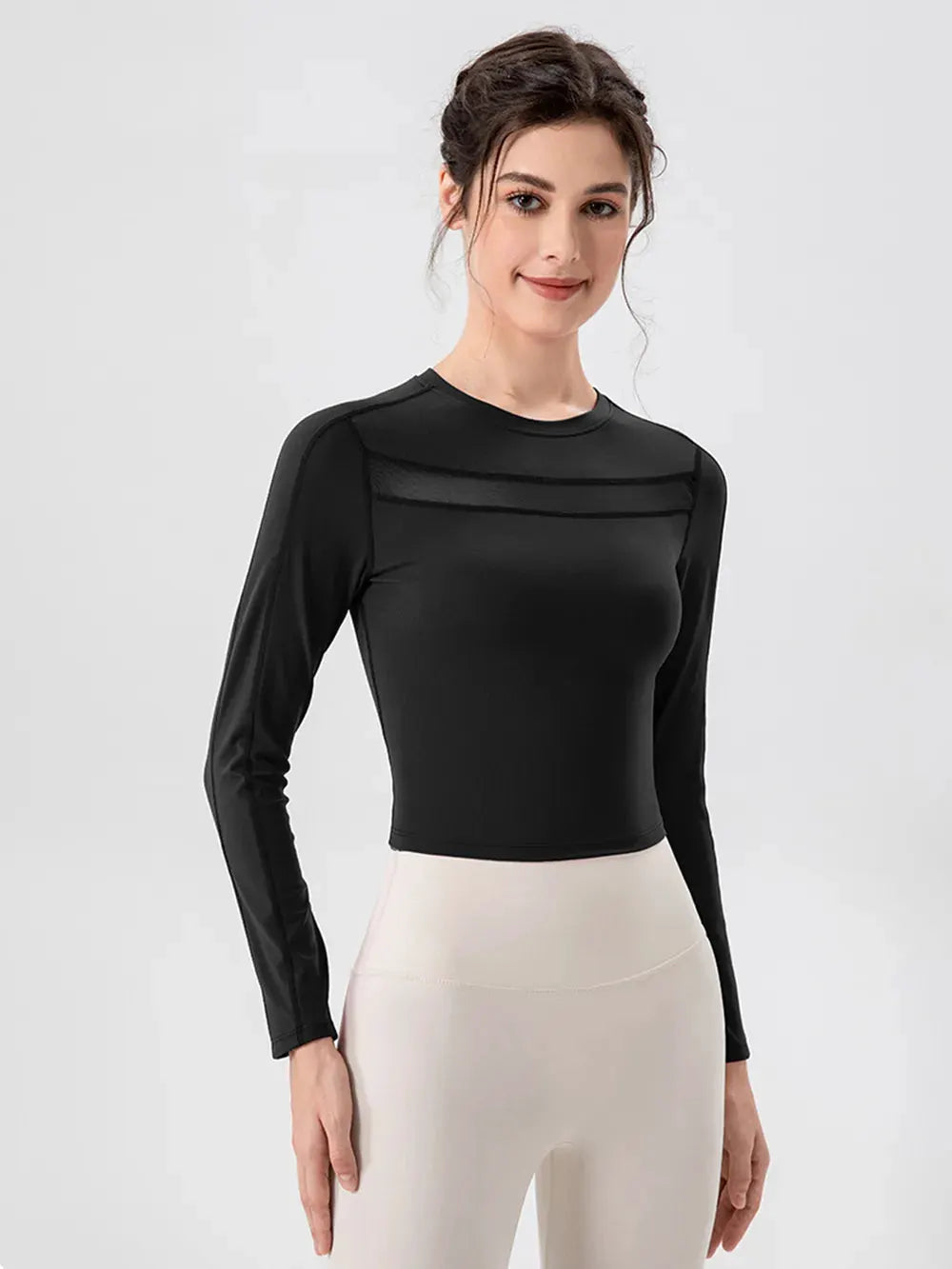 Round Neck Long Sleeve Active T-Shirt by Partner Label