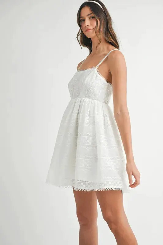 MABLE Eyelet Lace Babydoll Mini Cami Dress by MABLE