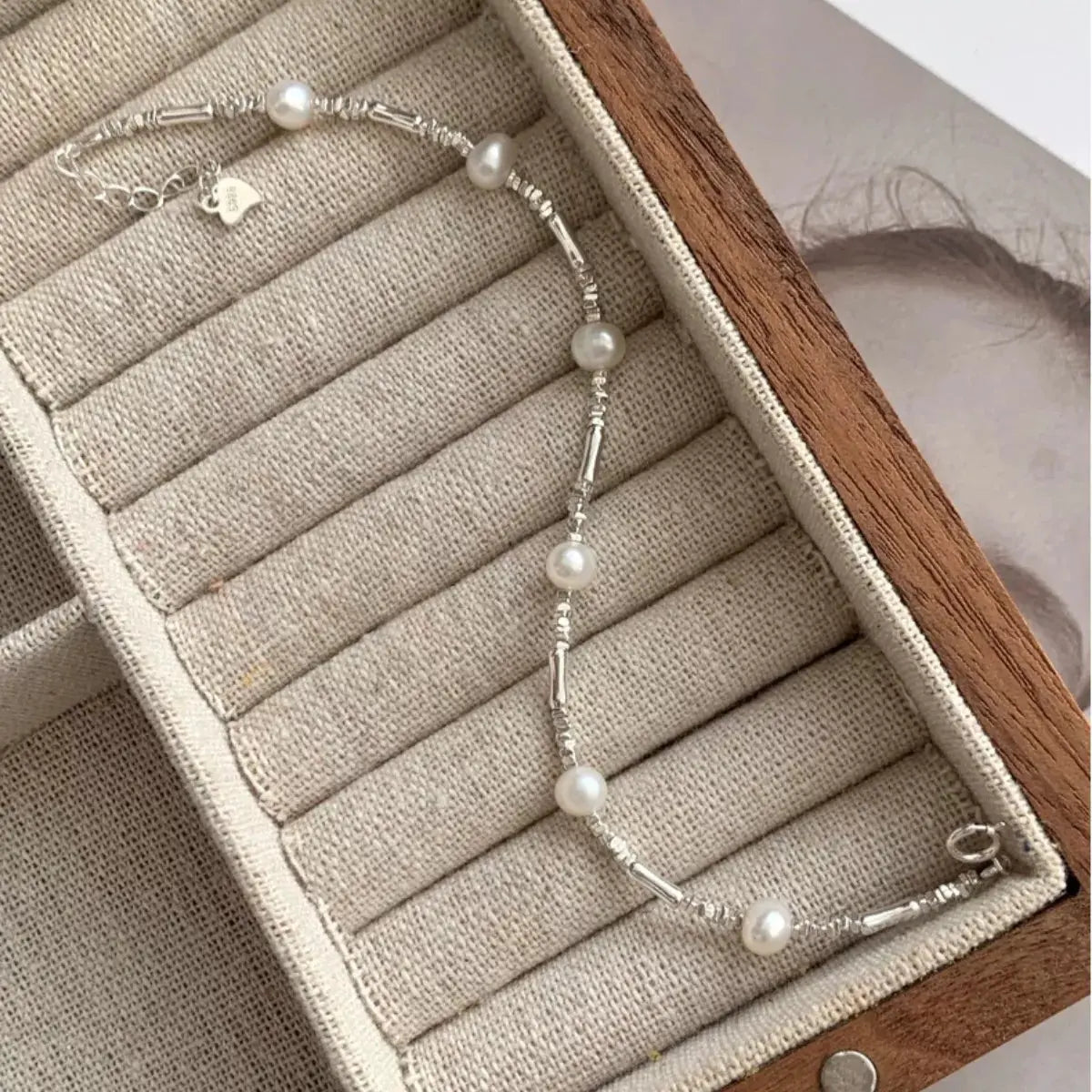 925 Sterling Silver Pearl Bracelet by Partner Label