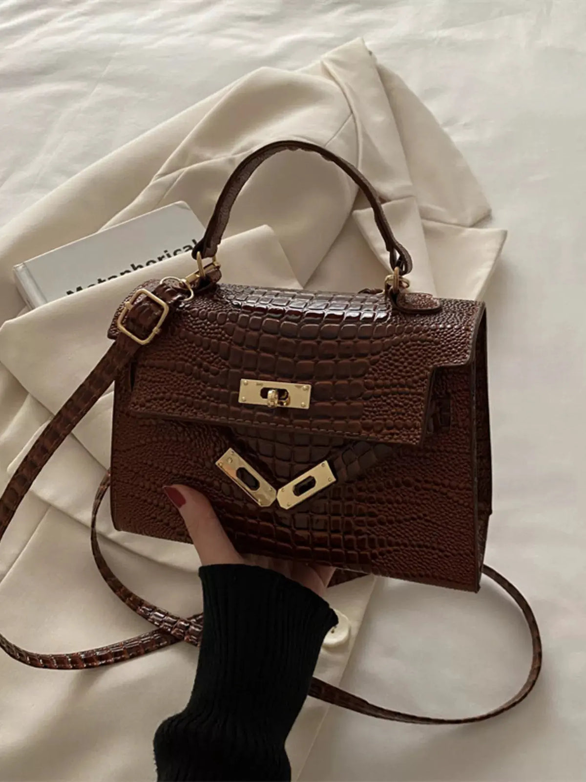 Embossed Flap Crossbody Bag by Partner Label