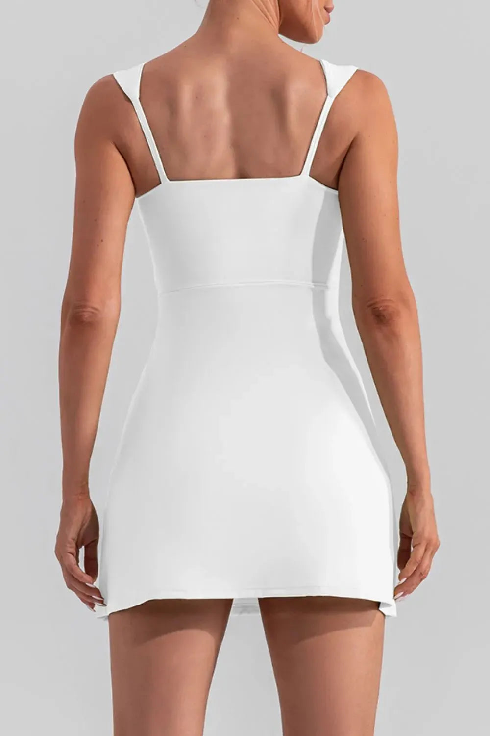 Square Neck Sleeveless Slit Mini Active Dress by Partner Label