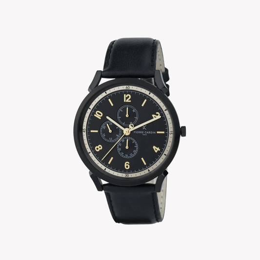 Pierre Cardin Men's Black Leather Watch, Stainless Steel | Cpi.2079 by PIERRE CARDIN