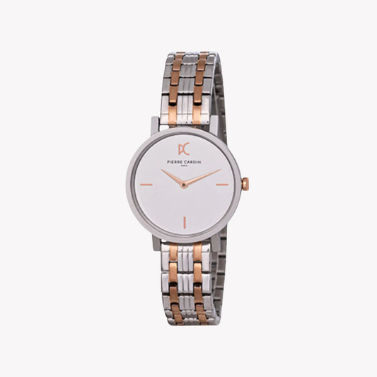 Pierre Cardin Women's Two Tone Silver & Rose Gold Watch, White Dial | Ccm.0530 by PIERRE CARDIN