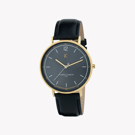 Pierre Cardin Men's Black Leather Watch, Gray Dial | Cbn.3007 by PIERRE CARDIN