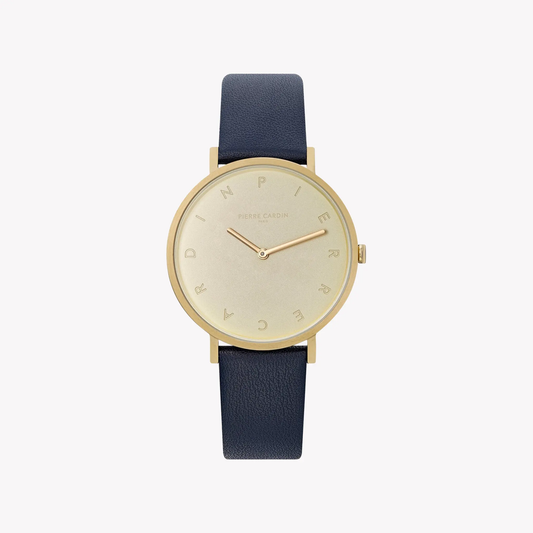 Pierre Cardin Women's Blue Leather Watch, Champagne Dial | Cbv.1004 by PIERRE CARDIN