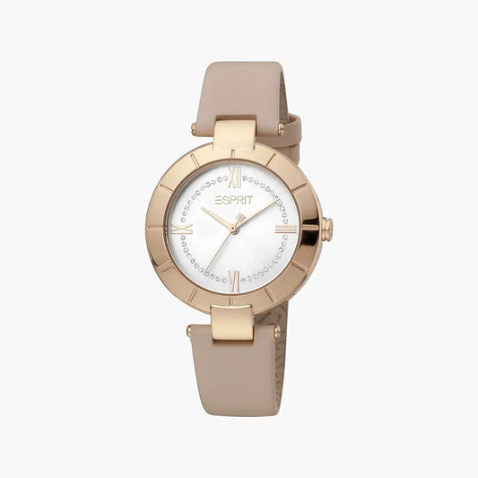 Esprit Women's Pink Leather Watch, Silver Dial | Es1l199m0055 by ESPRIT