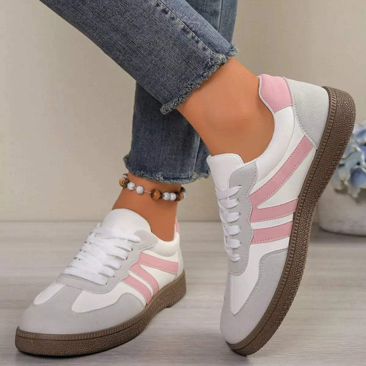 Striped Lace‑Up Casual Sneakers | Partner Labels Selection by Partner Label
