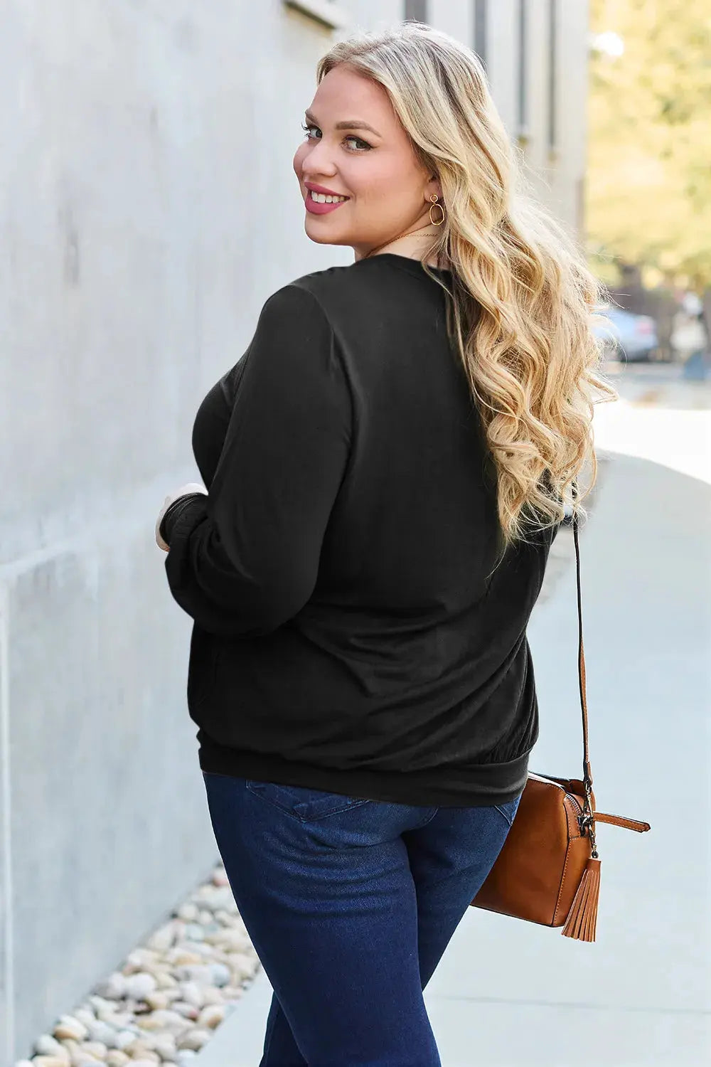 Basic Bae Full Size V-Neck Lantern Sleeve Top by Basic Bae