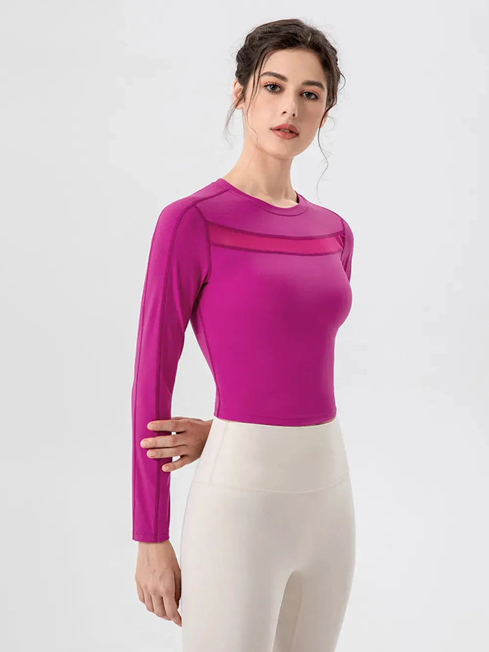 Round Neck Long Sleeve Active T-Shirt by Partner Label