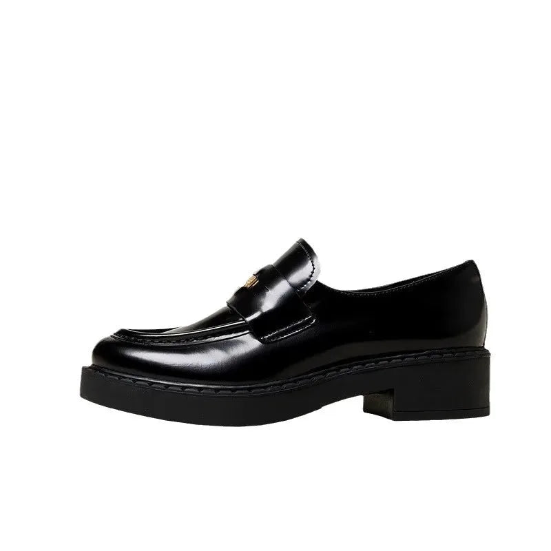 Round Toe Block Heel Loafers by Partner Label