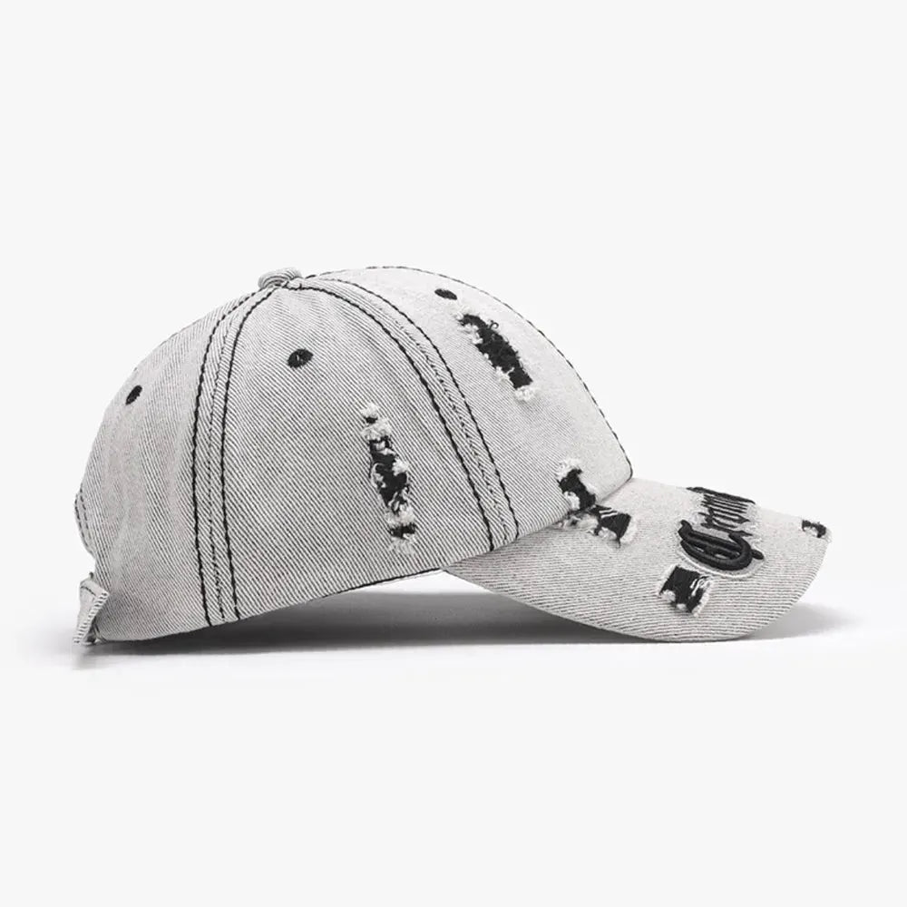 Distressed Letter Embroidered Baseball Cap by Partner Label