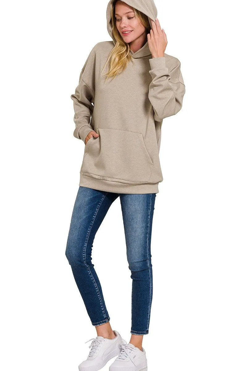 Zenana Oversized Scuba Hoodie with Kangaroo Pocket by Zenana