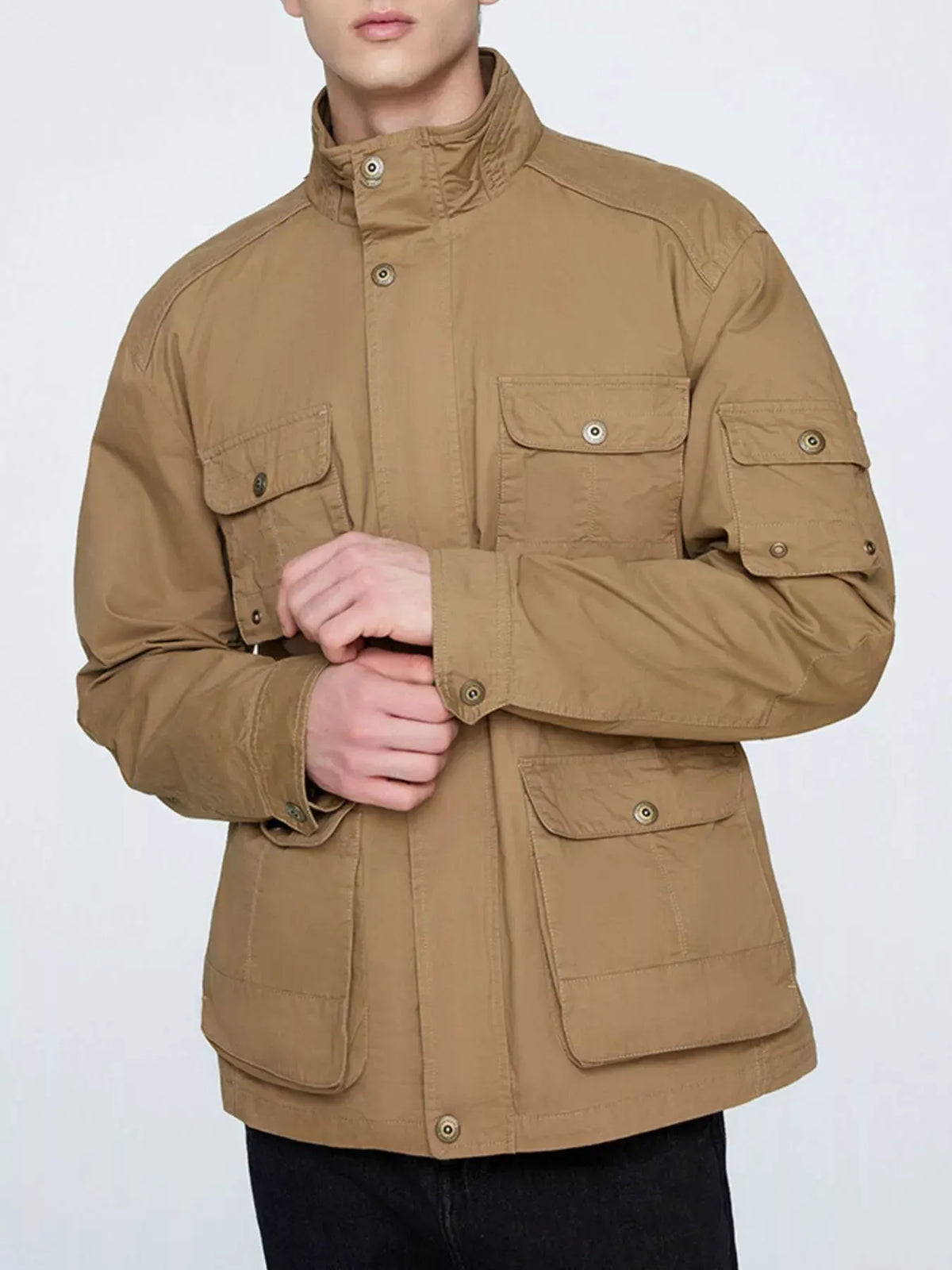 Men's Plus Size Multi-Pocket Zip Up Jacket by Partner Label