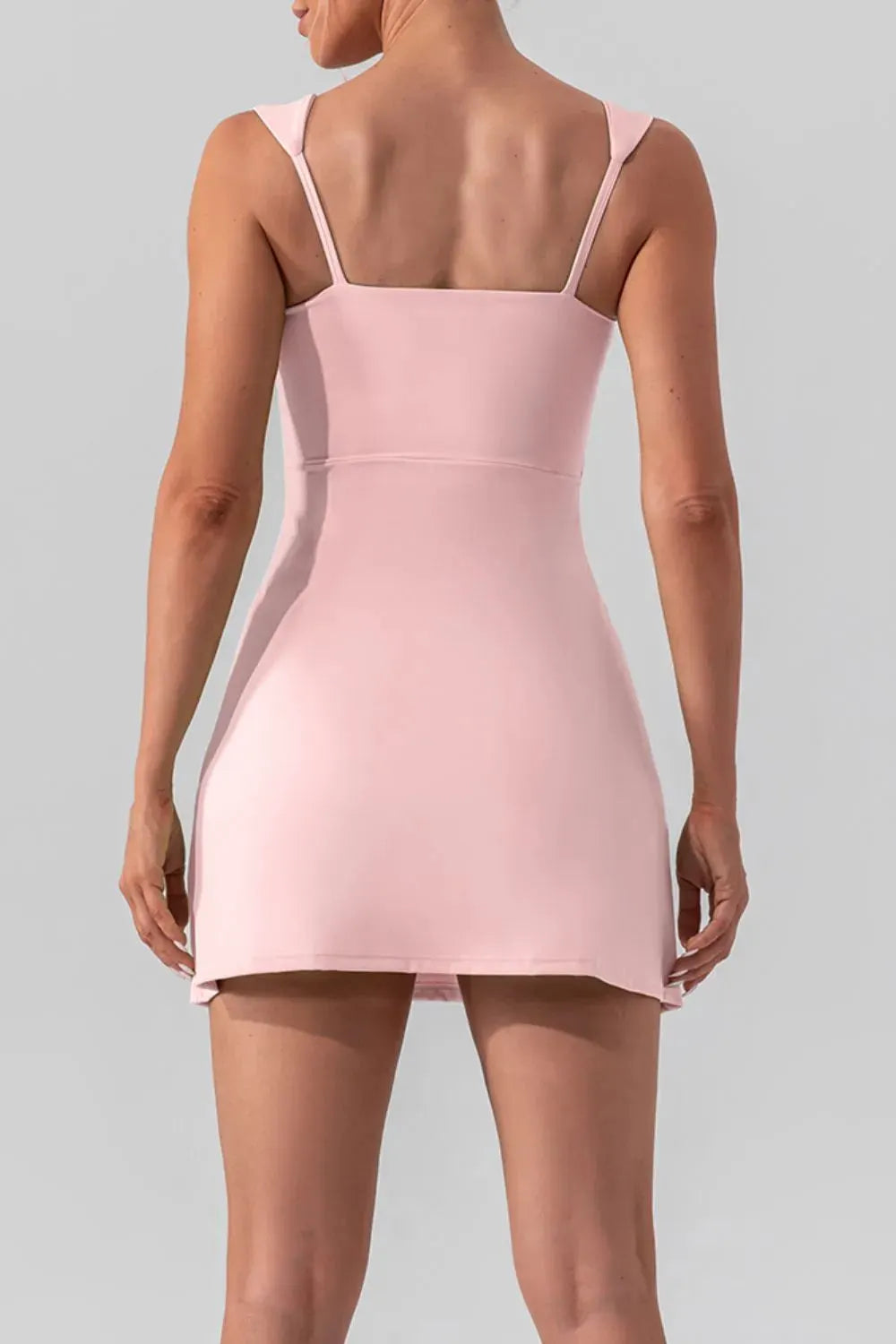 Square Neck Sleeveless Slit Mini Active Dress by Partner Label