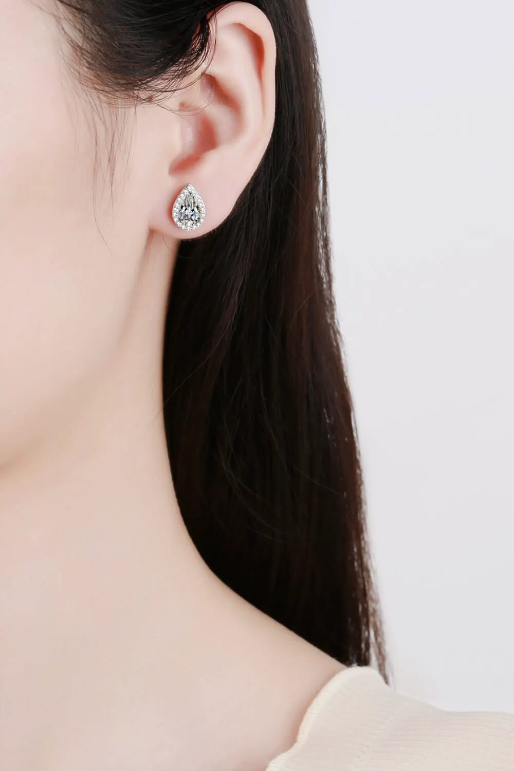 Moissanite Teardrop Stud Earrings by Partner Label