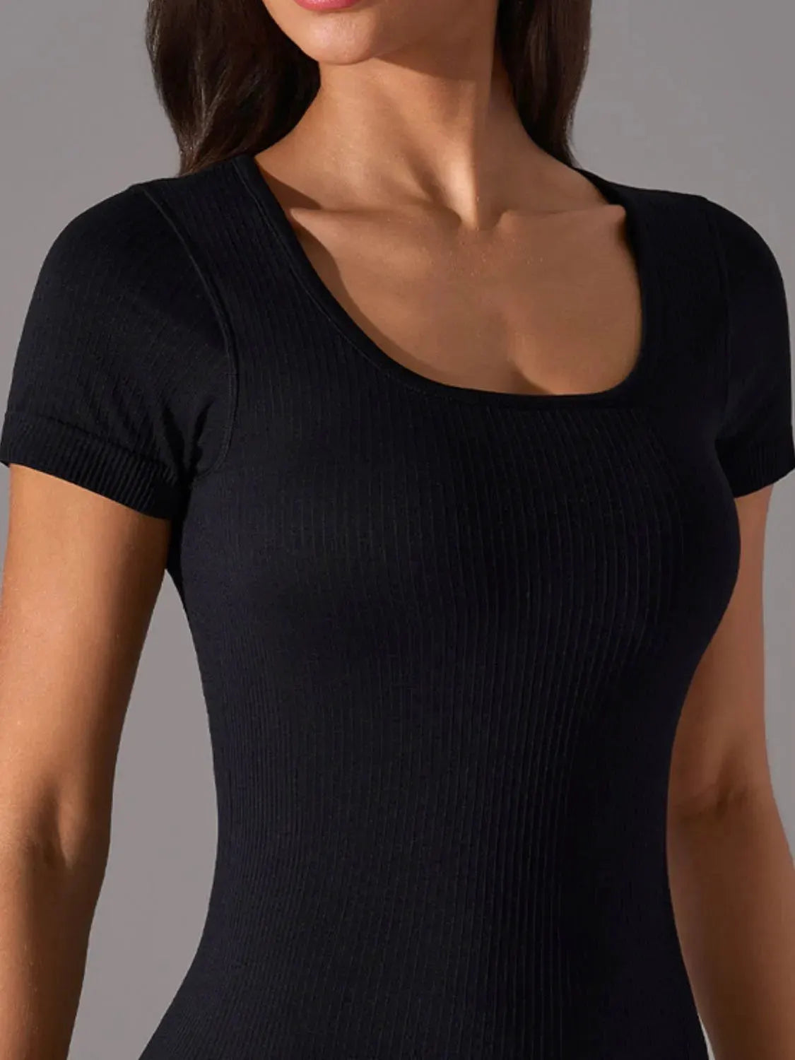 Square Neck Active T-Shirt with Detachable Chest Pads by Partner Label