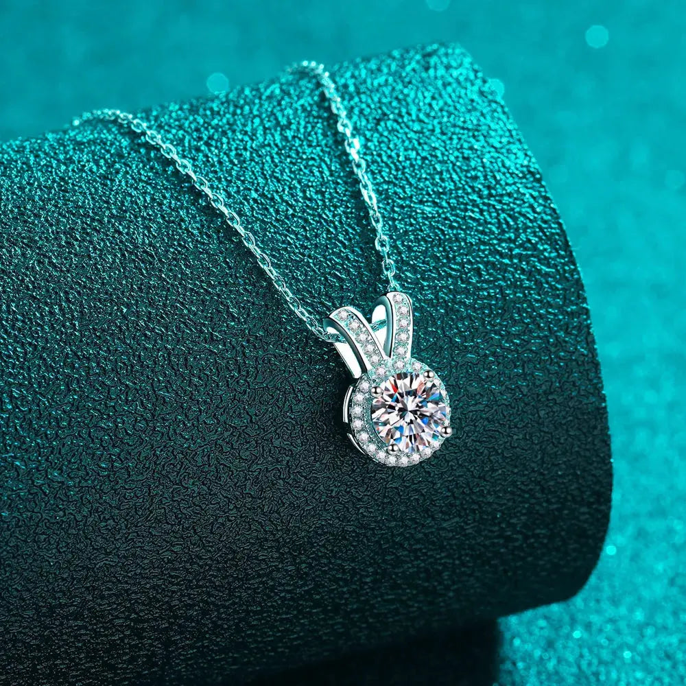 1 Carat Moissanite Rabbit Ears Shape Pendant Necklace by Partner Label