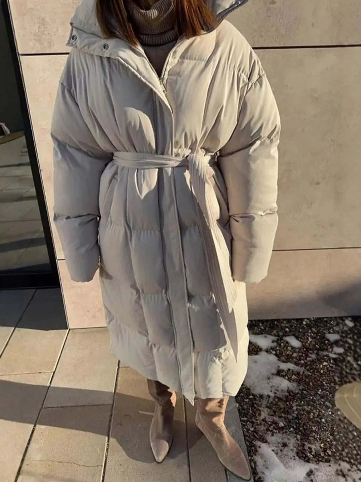Longline Padded Winter Coat with Belted Waist | Partner Labels Selection by Partner Label