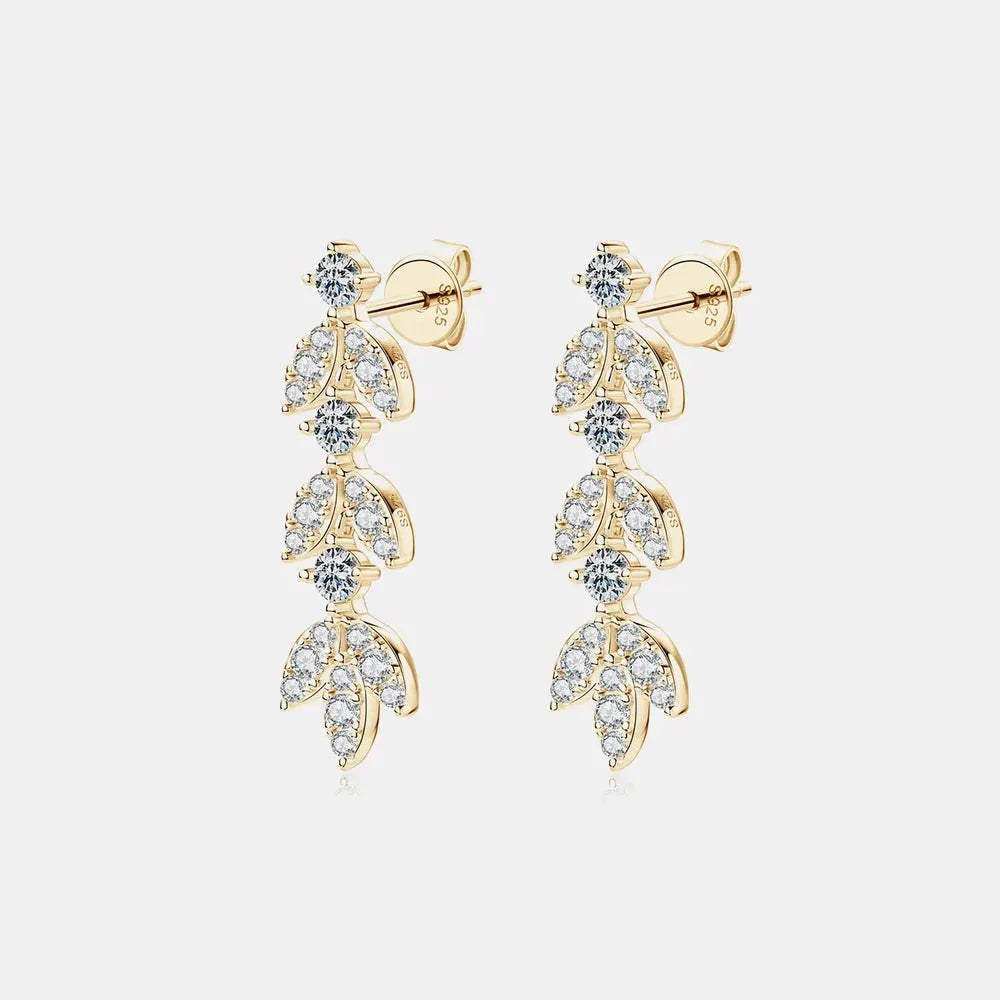 925 Sterling Silver Moissanite Leaf Earrings by Partner Label