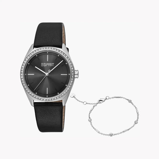 Esprit Women's Black Leather Watch, Black Dial | Es1l003m0015 by ESPRIT