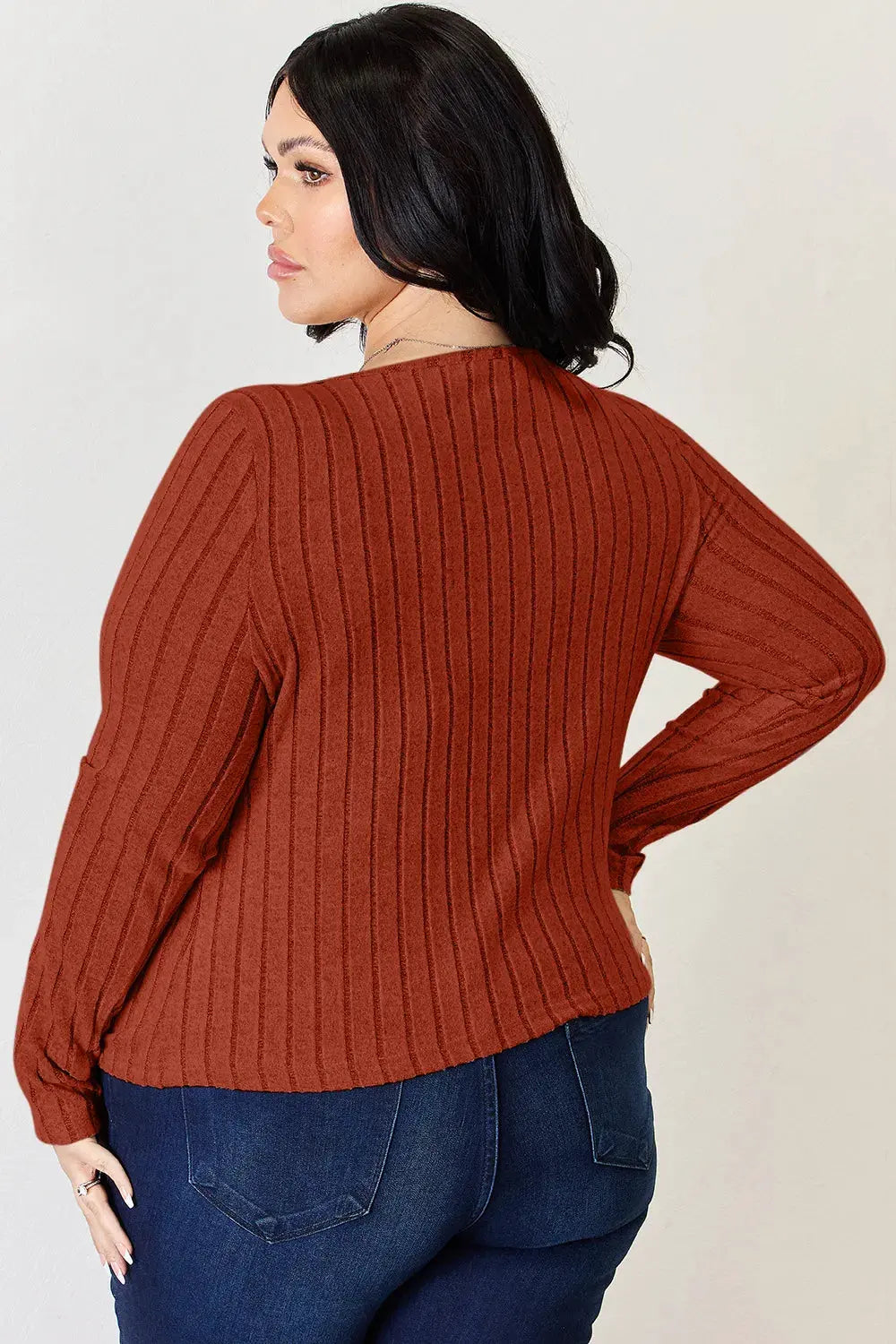 Basic Bae Full Size Ribbed Long Sleeve T‑Shirt | Partner Labels Selection by Partner Label
